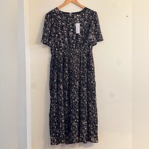 Baltic Born Black and White Floral Midi Dress